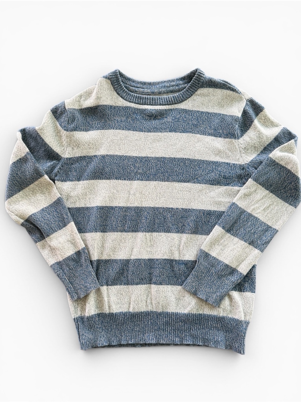 Cherokee Striped Cotton Crewneck Sweater - Blue & Gray Boys Sz 6/7